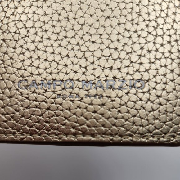 Campo Marzio Designer Pebbled Luxury Leather Luggage Tag- gold - Picture 4 of 7